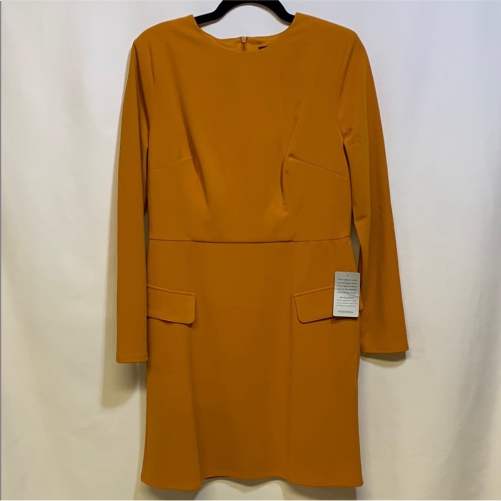 Donna Morgan Mustard Long Sleeve Dress